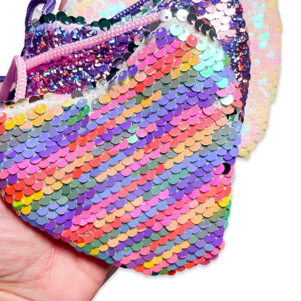 SEQUIN HEART PURSE - RAINBOW