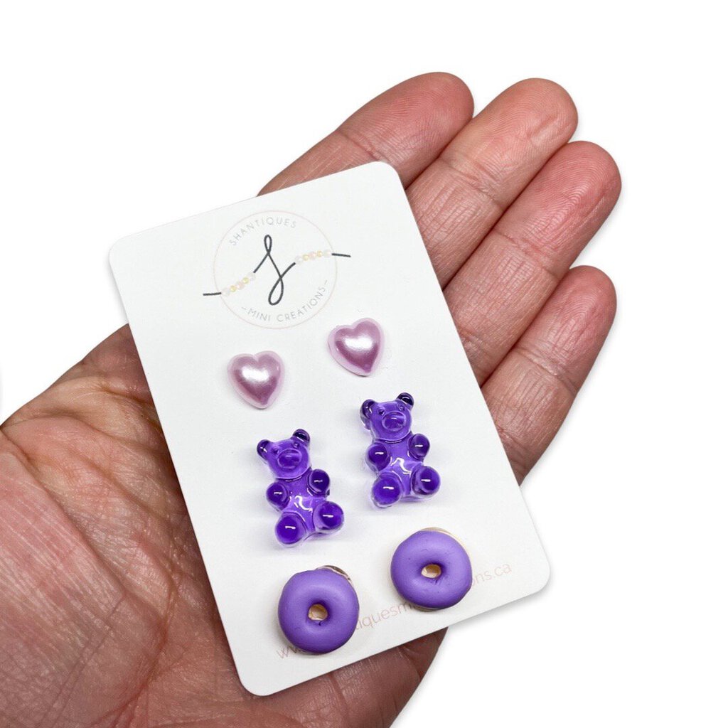 GUMMY BEAR PURPLE - TRIO EARRINGS