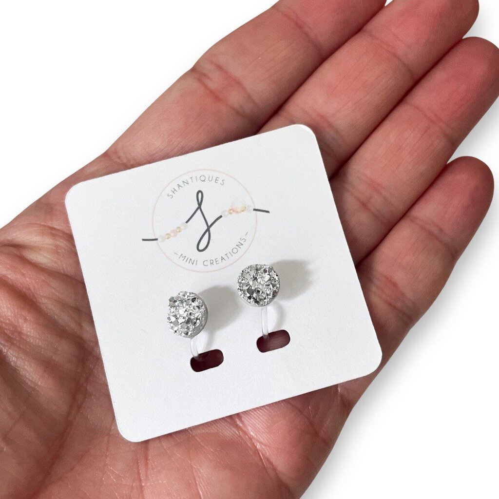 DRUZY SILVER - CLIP ON EARRINGS