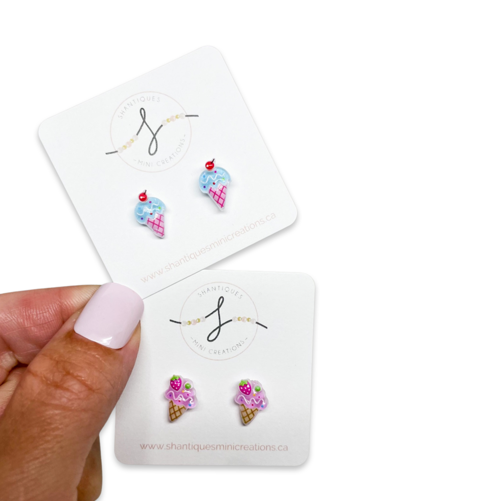 ICE CREAM CONE/BLUE - EARRINGS