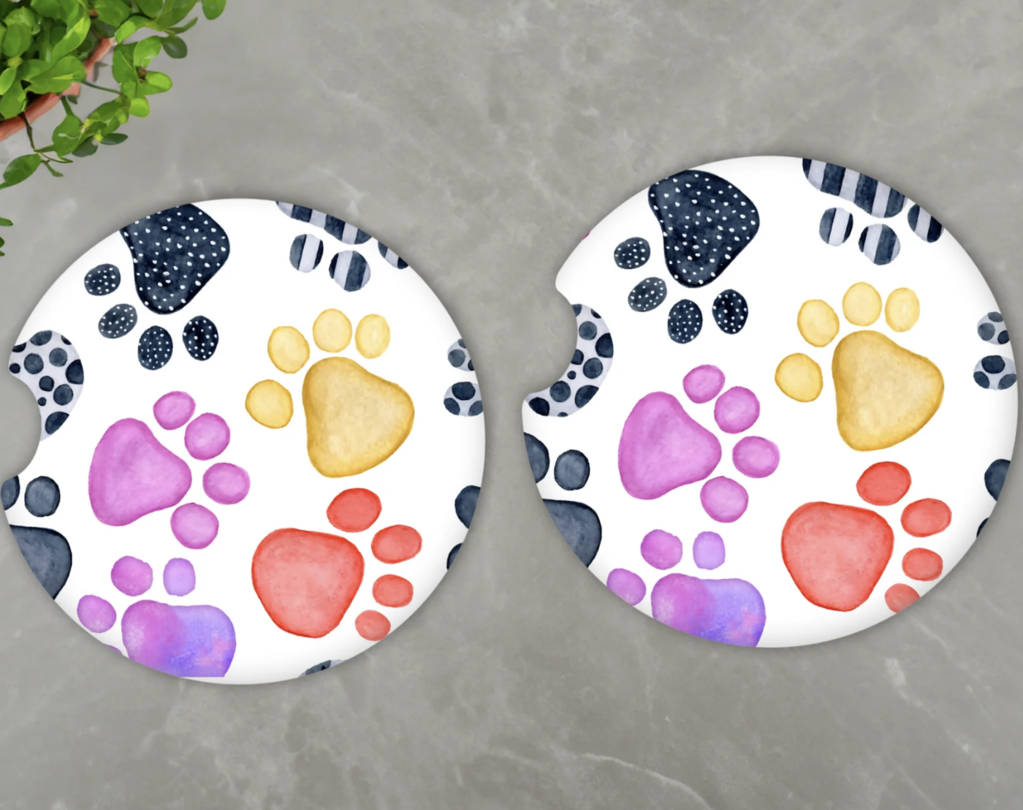 Paw Print Car Coasters