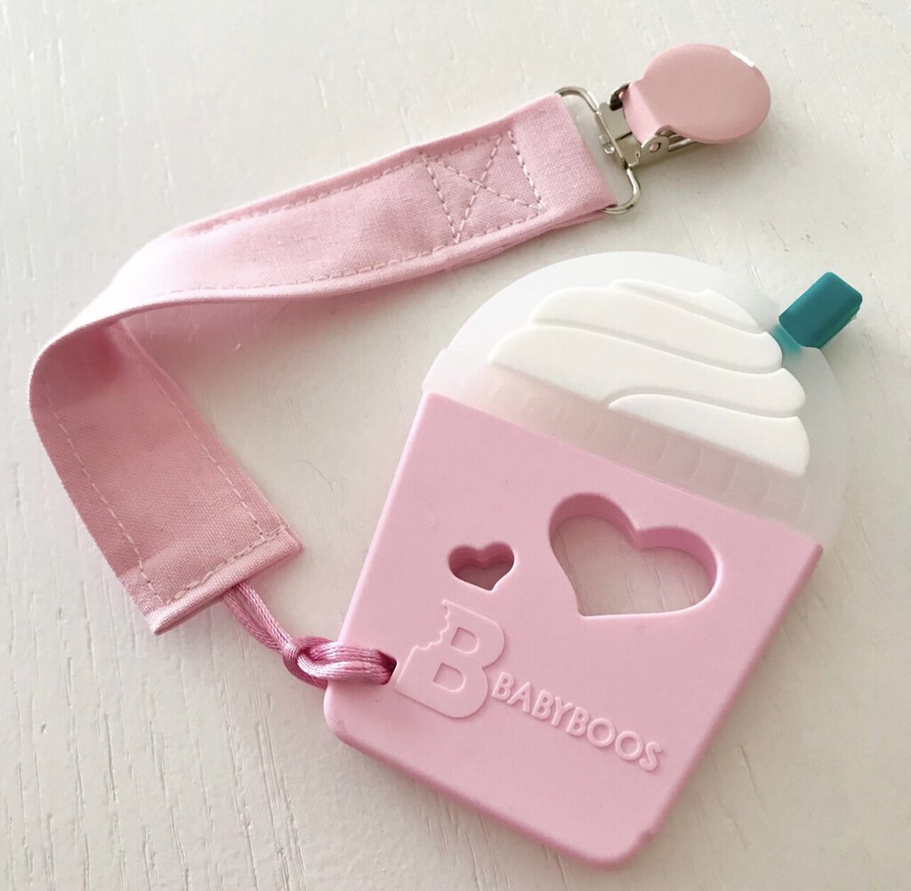 Fabric Pacifier Clip - Baby Pink