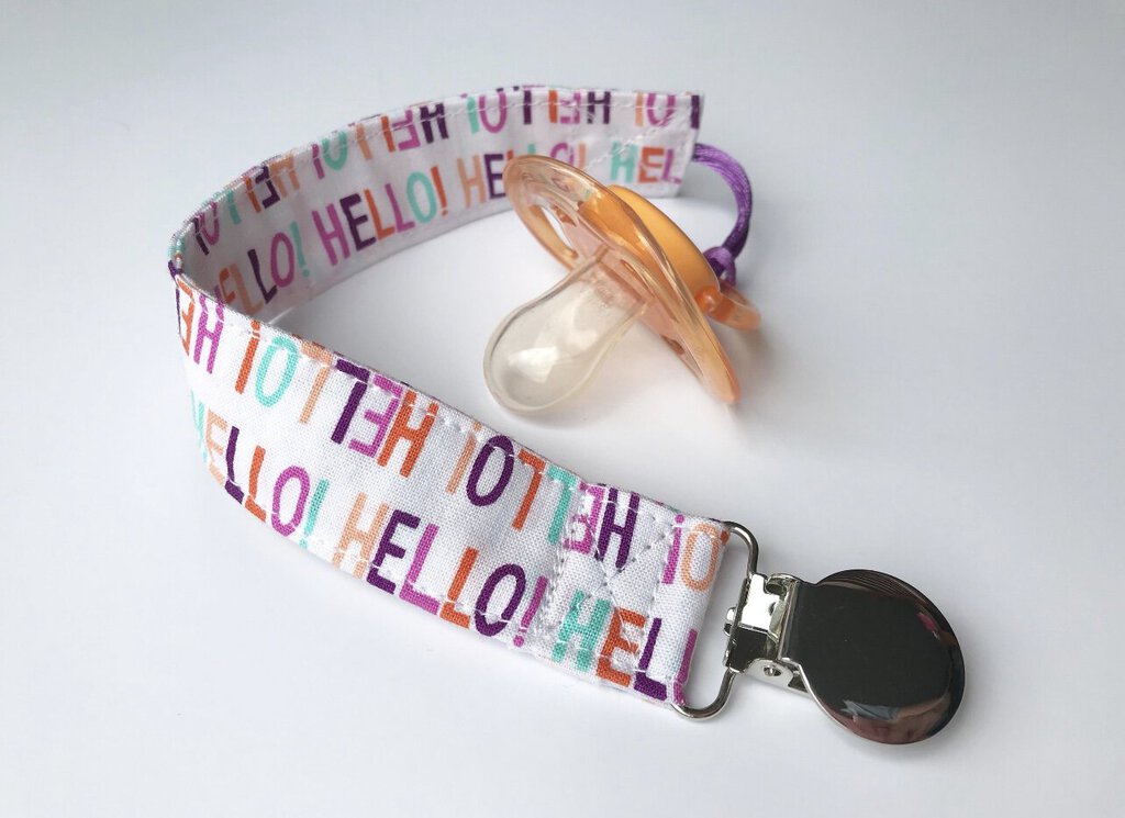 Fabric Pacifier Clip - "Hello"