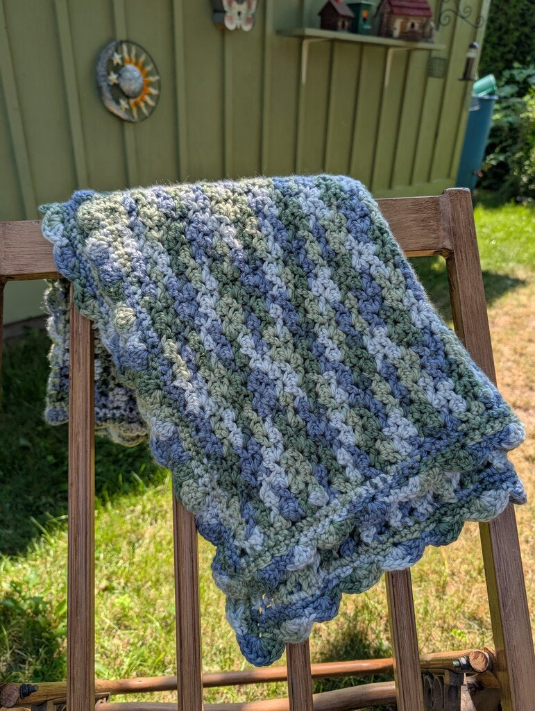 25"x45" Blue/Green Crocheted Blanket