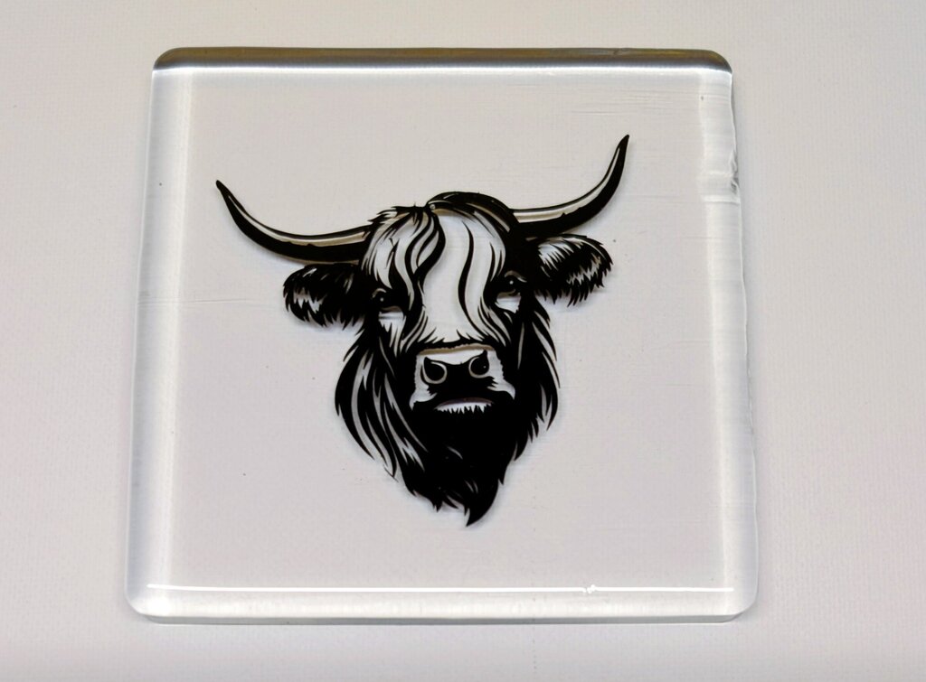 Highland cow clear coaster