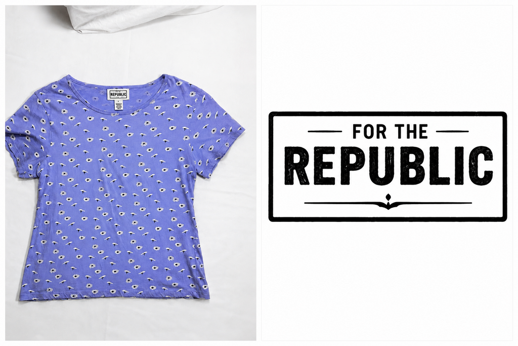 FOR THE REPUBLIC Daisy Print Recycled Cotton Tee ~ Size Large