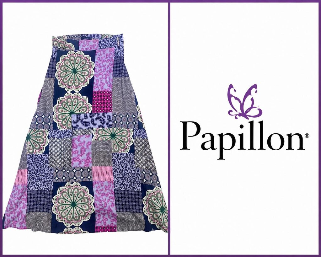 PAPILLON Patchwork Print Maxi Skirt Boho ~ Size Medium