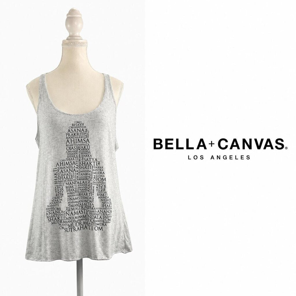 BELLA + CANVAS "Bella Yoga" Heather Grey Graphic Racerback Tank - Large