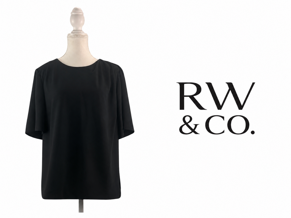 RW&CO. Black Short Sleeve Blouse ~ Large