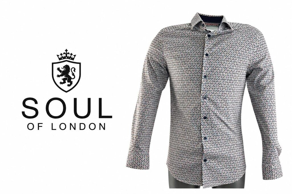 SOUL OF LONDON Men's Long Sleeve Button-Up Shirt ~ Large