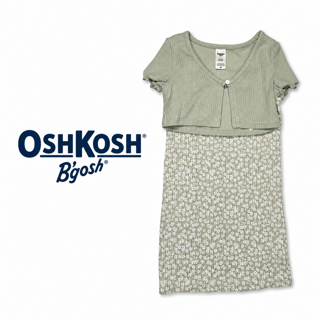 OSH KOSH Girls Green Dress with Sweater - Size 5/5A
