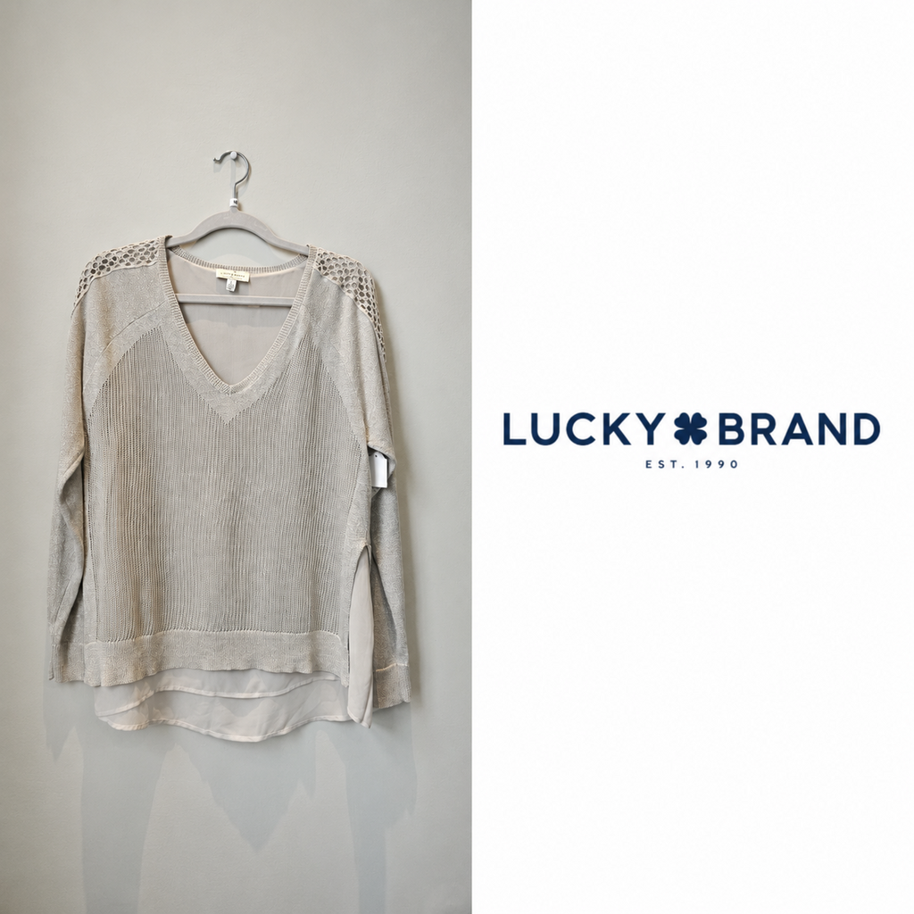 LUCKY BRAND Metallic Layered Knit Sweater ~ Medium