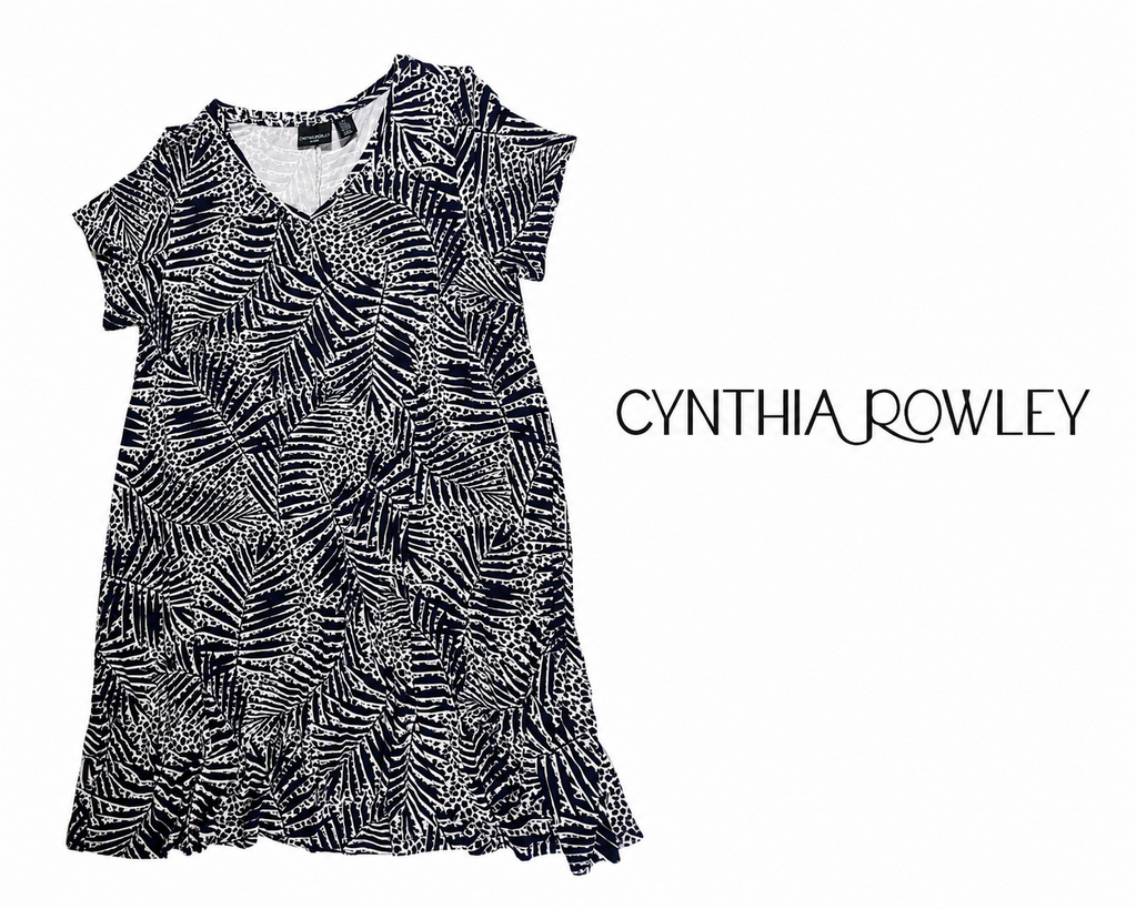 CYNTHIA ROWLEY Abstract Print Short Sleeve Swing Dress ~ 2XL