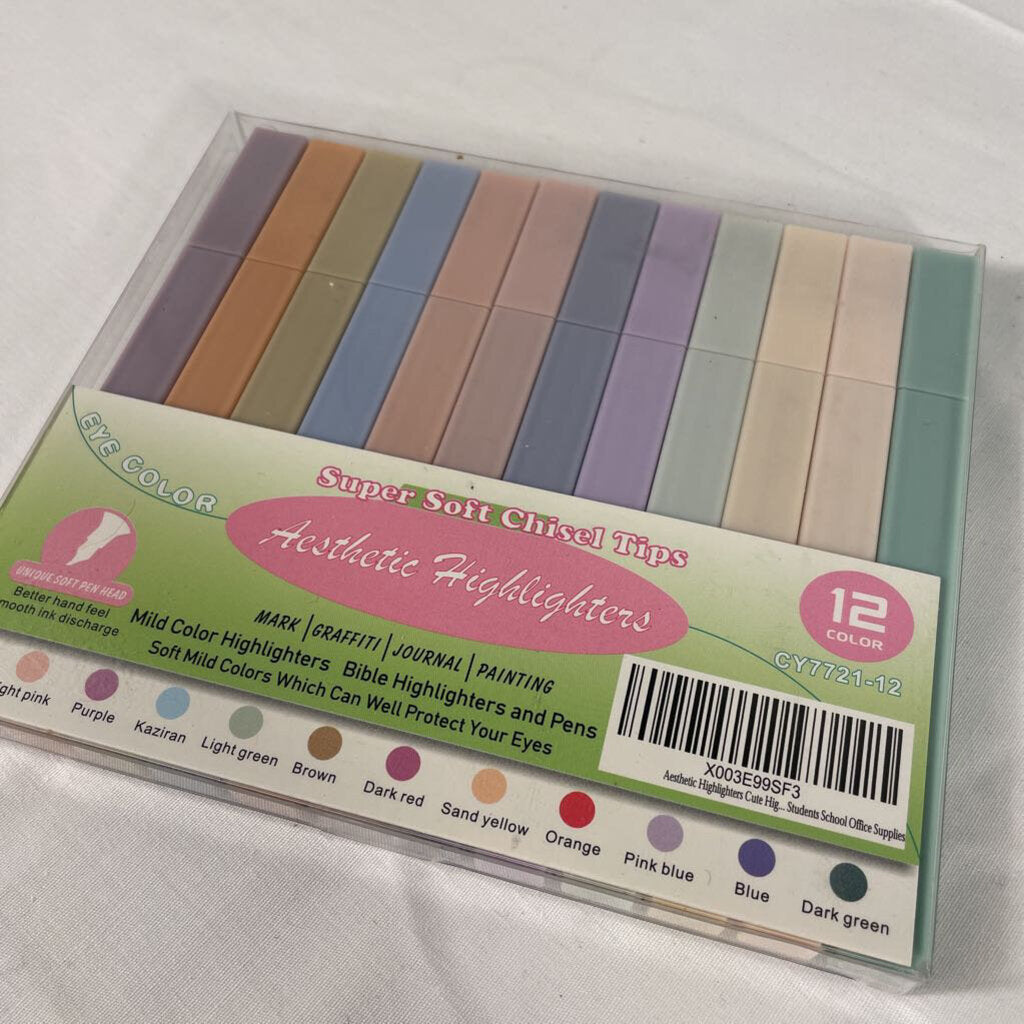 12-PACK MILD-COLOURED HIGHLIGHTERS