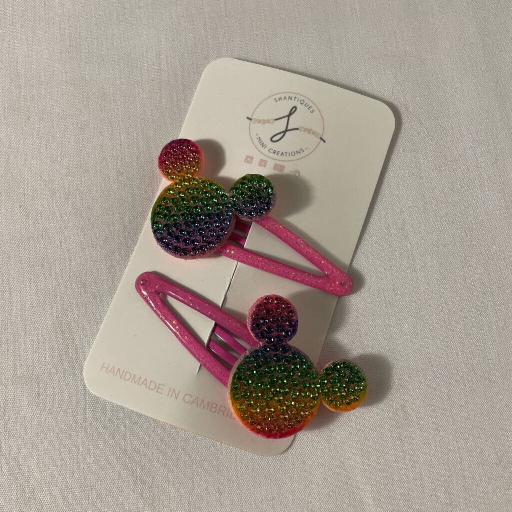 NEON MOUSE PINK SNAP CLIP SET