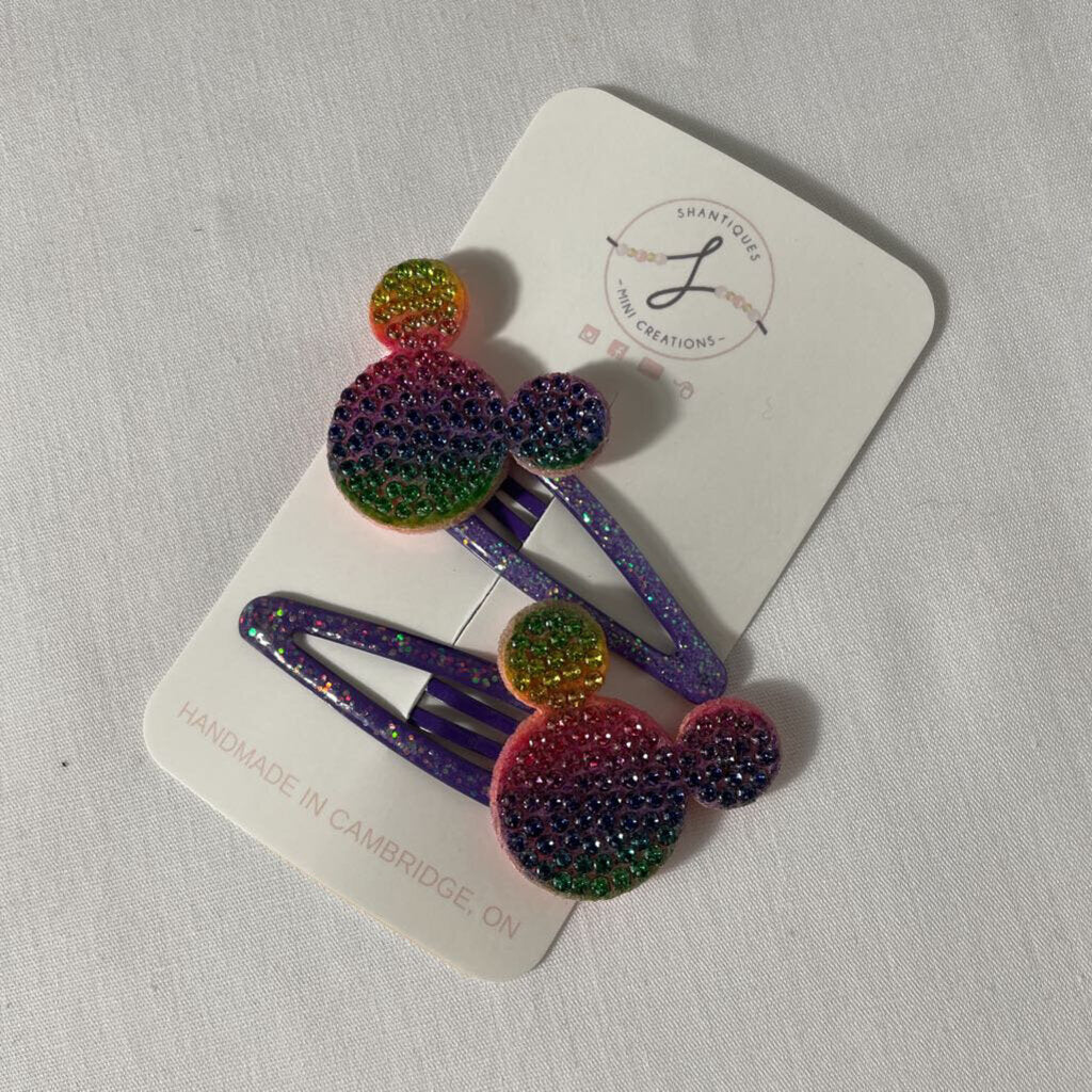 NEON MOUSE PURPLE SNAP CLIP SET