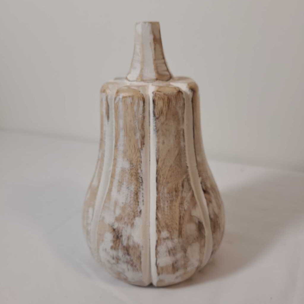 Whitewashed Wooden Butternut Pumpkin - Large