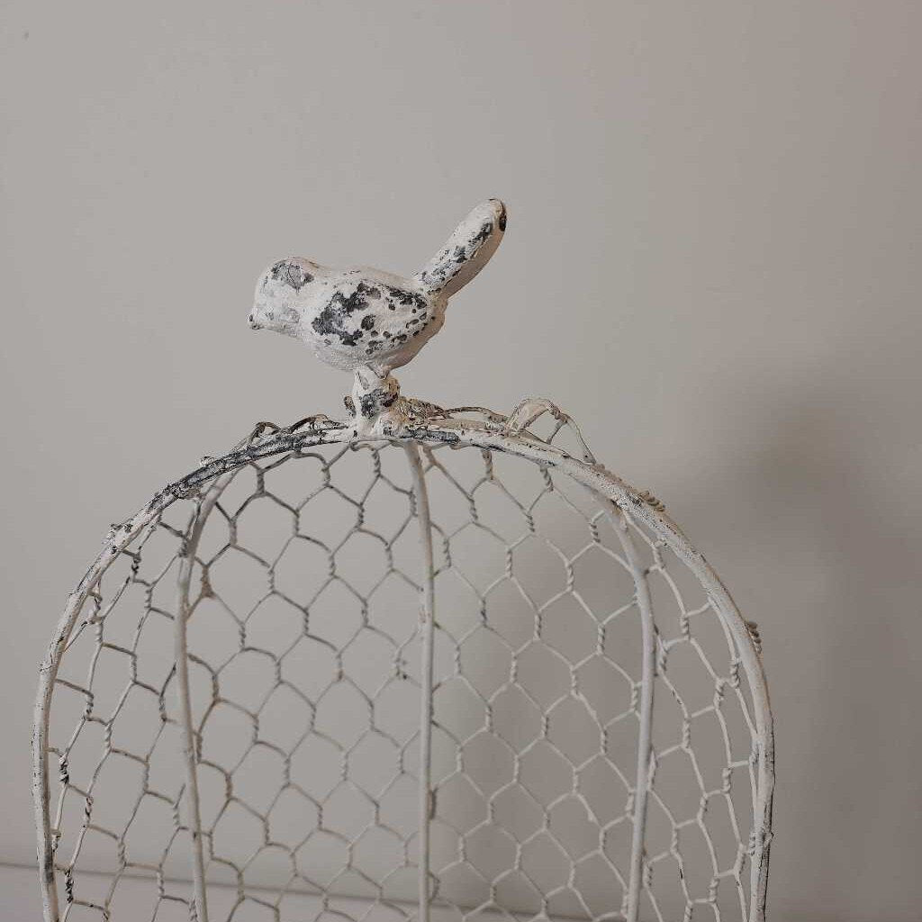 Distressed Bird Half Cloche Footed Holder