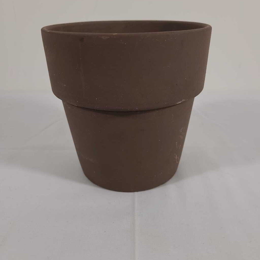 5" BROWN PAINTED TERRA COTTA POT