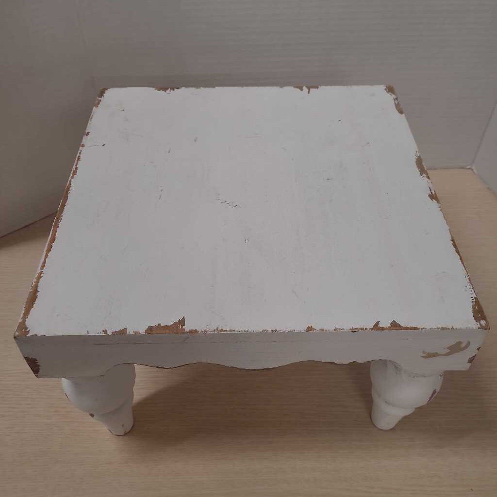 Distressed White Plant Stand Riser