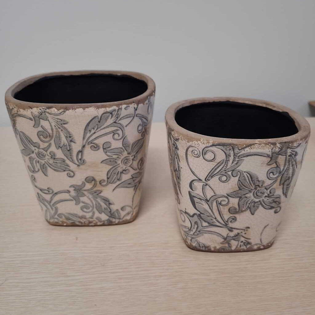 Rustic French Farmhouse Inspired Pots - Set of Two