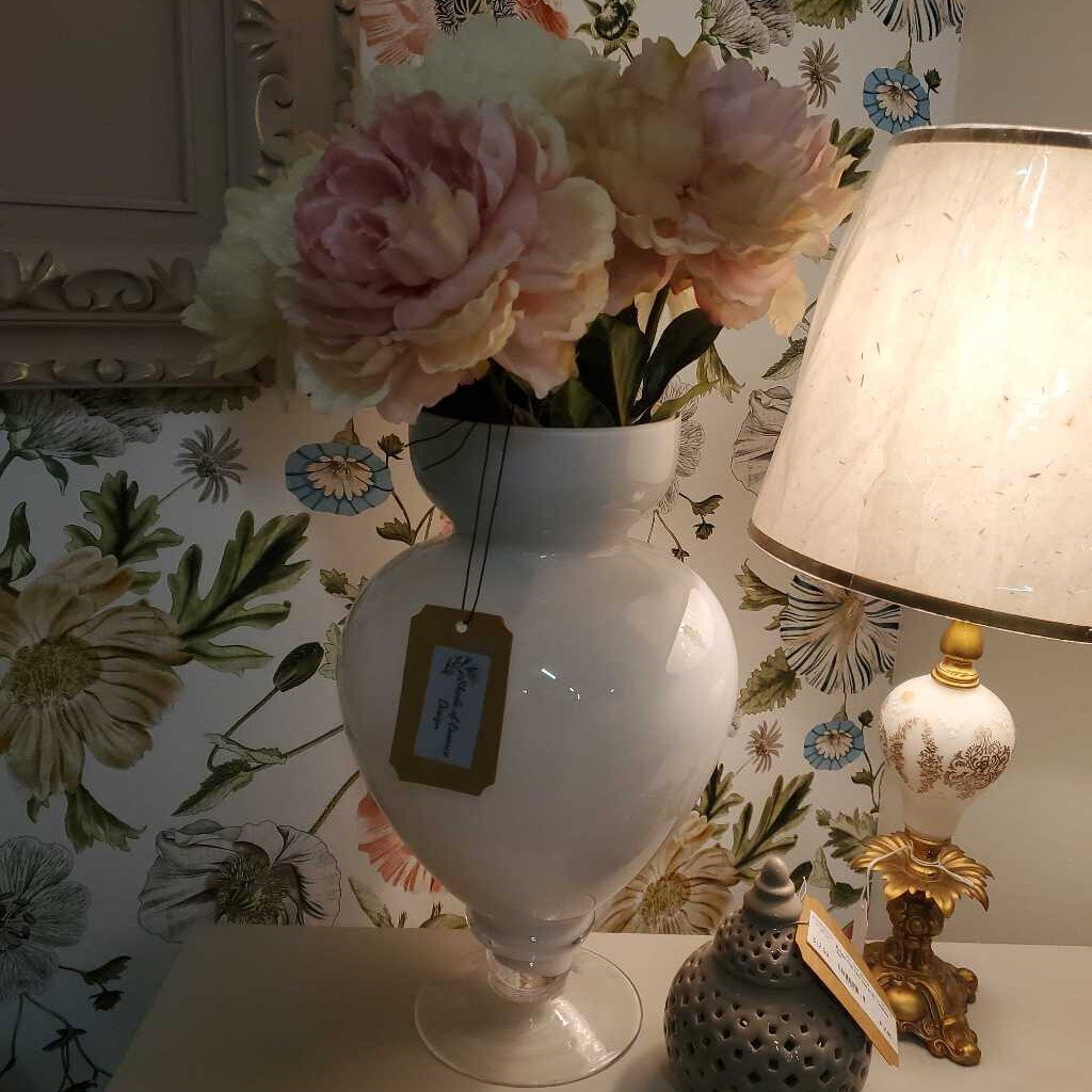 Large White Vase with Floral
