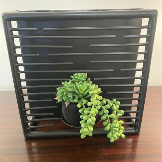 FAUX SUCCULENTS IN METAL HOLDER
