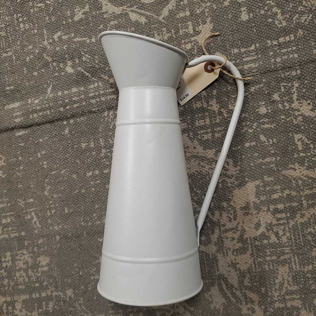French Country Inspired White Metal Pitcher