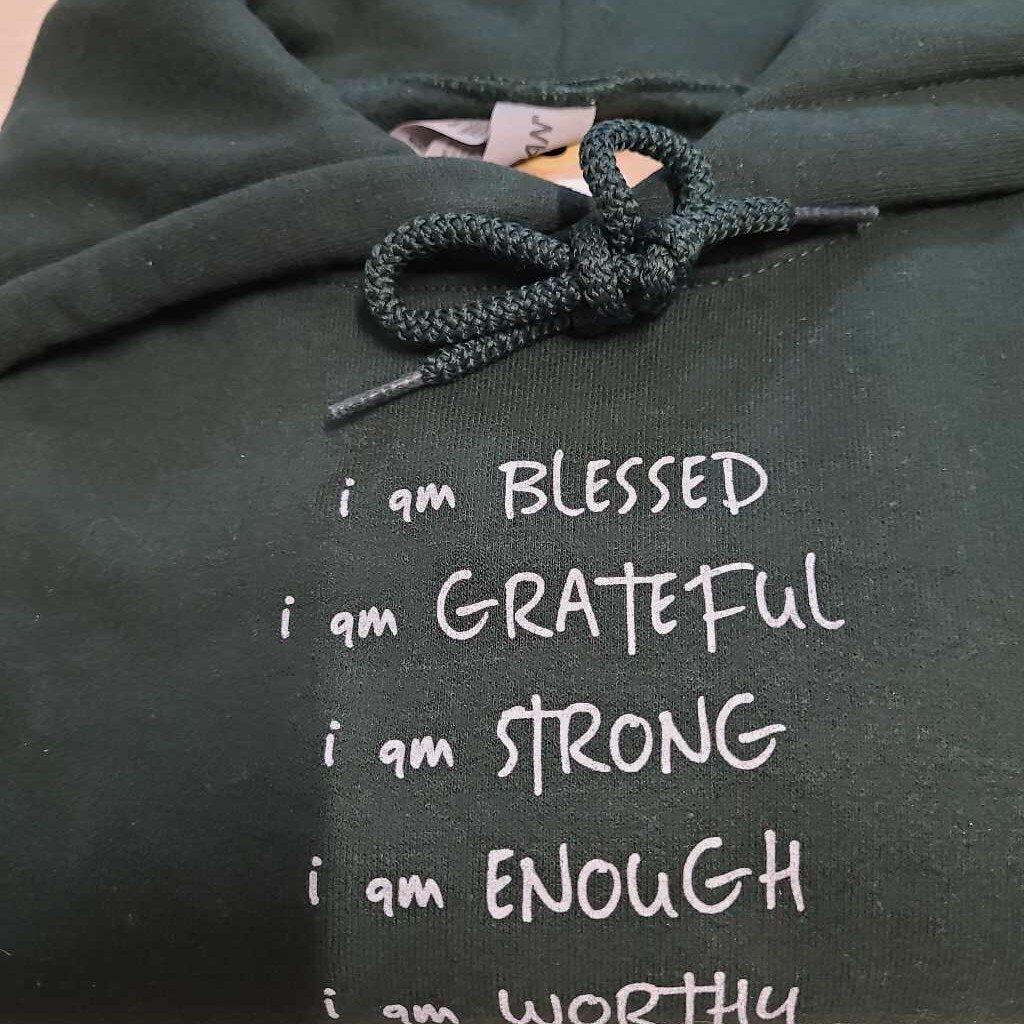 Affirmations Hoodie - Forest Green - MD