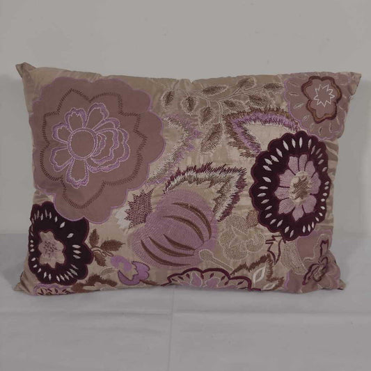 PURPLE EMBROIDERED FLOWER PILLOW