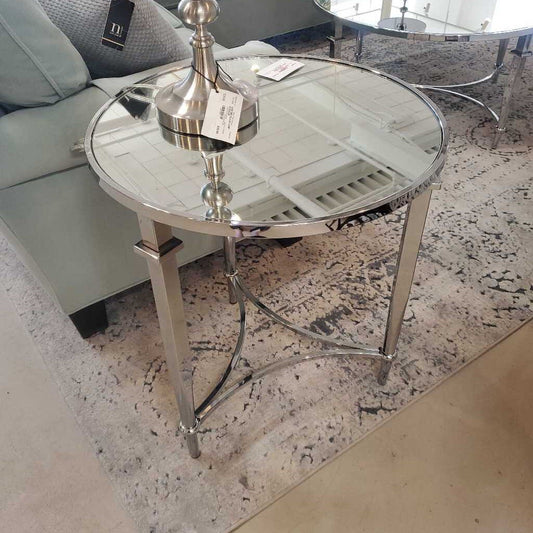 SILVER MIRRORED END TABLE