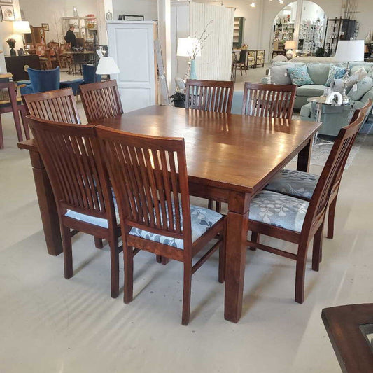 SQUARE DINING TABLE W/8 CHAIRS