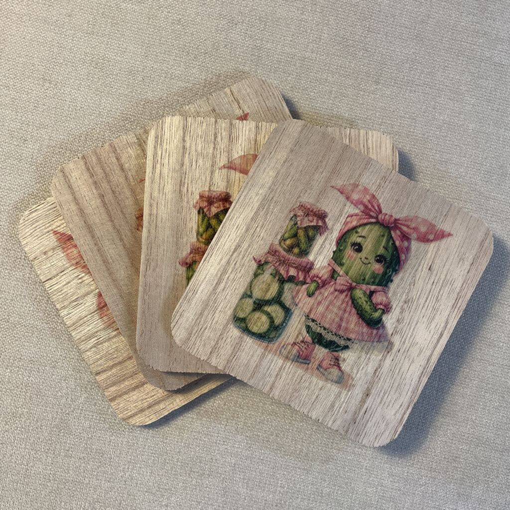 4 Pieces - Pickle Queen Coaster