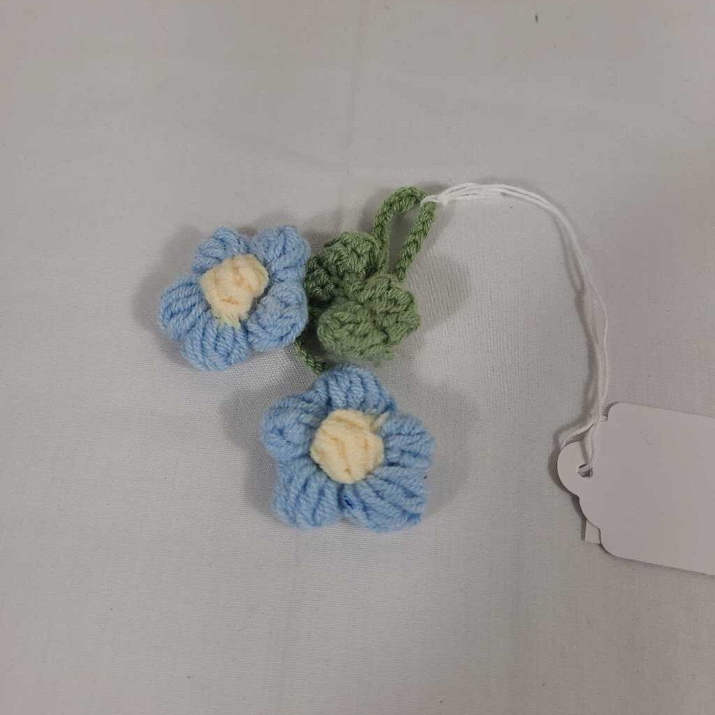 CROCHET PUFF FLOWER - BLUE