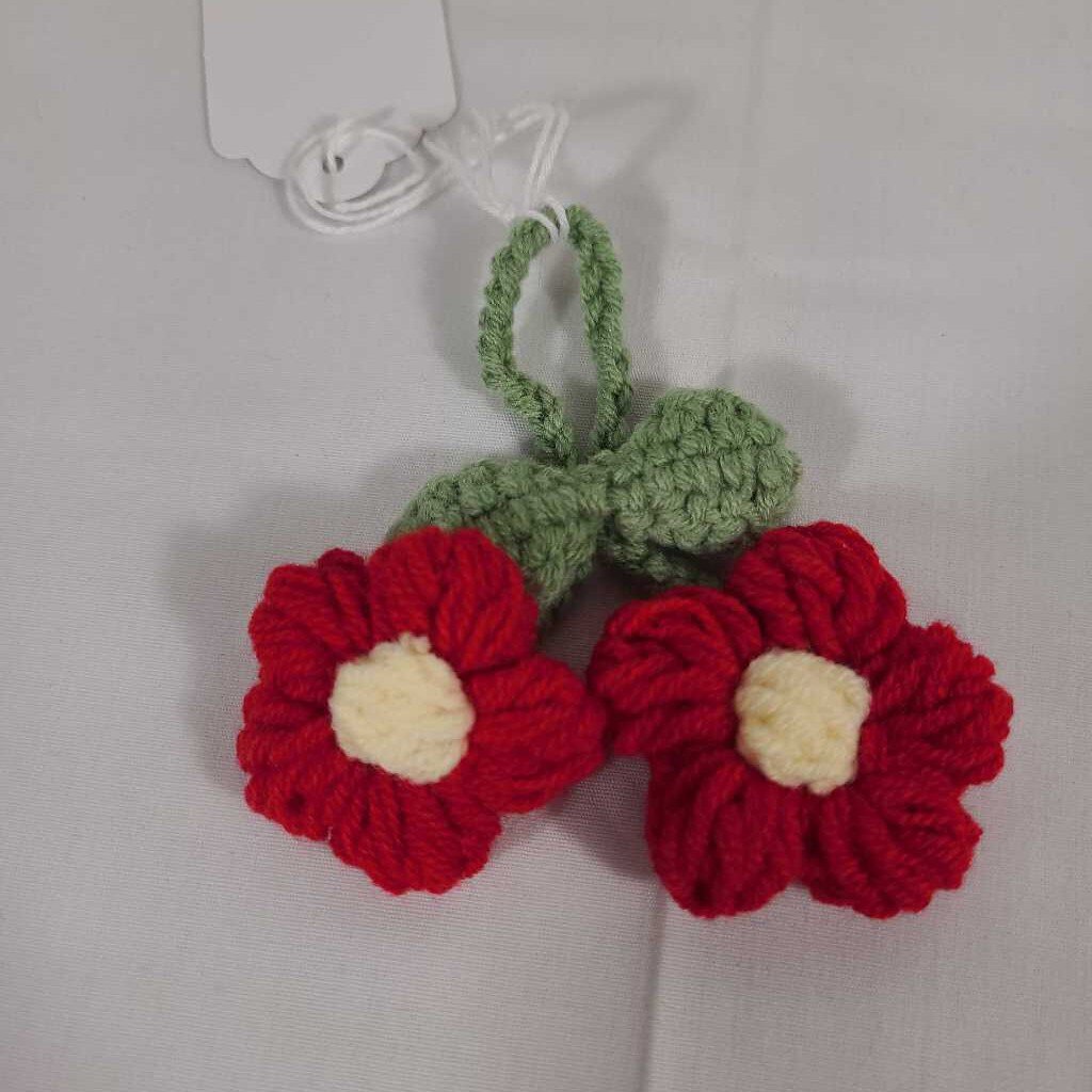 CROCHET PUFF FLOWER - RED