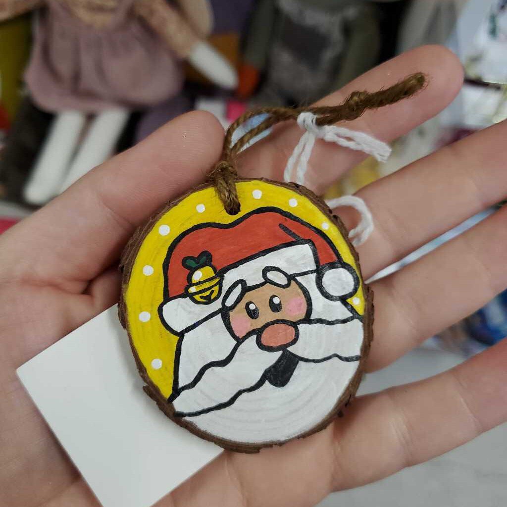 Hand Painted Wood Ornament - Santa