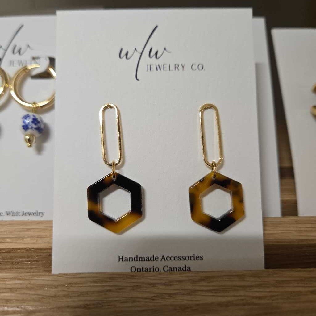 TORTOISE HEXAGON DANGLE