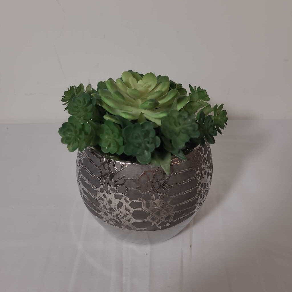 FAUX SUCCULENTS IN BOWRING VASE