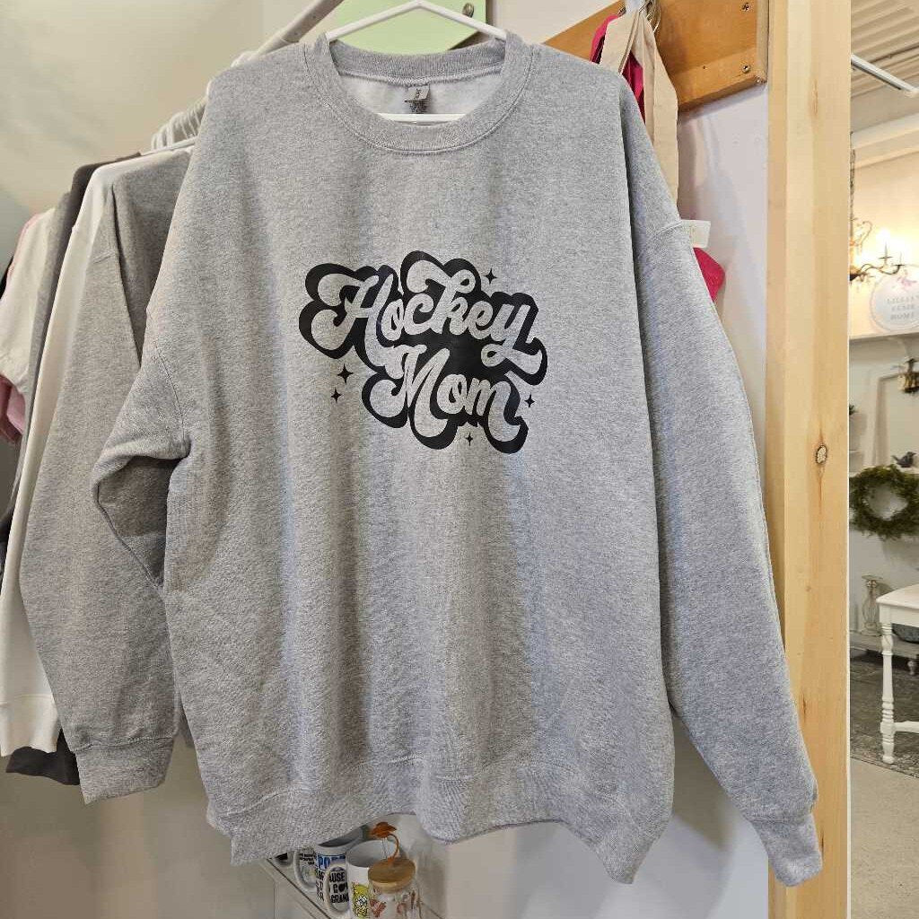 "Hockey Mom" xL Sport Grey Crewneck Sweater