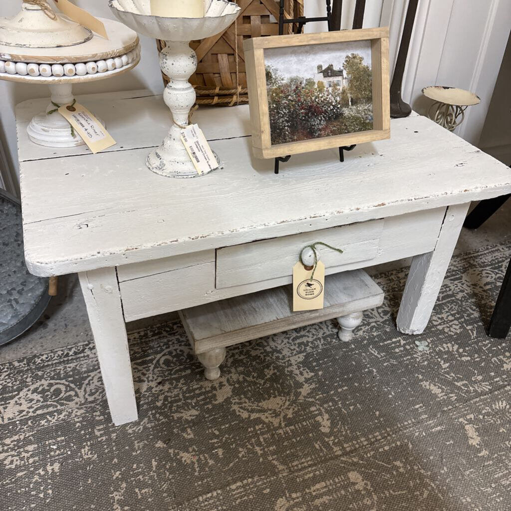 Small Early Primitive Table/Riser W/Drawer