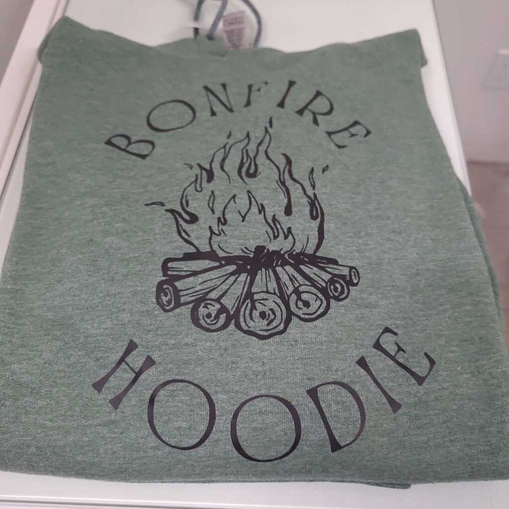 Bonfire Hoodie- Heather Green-Large