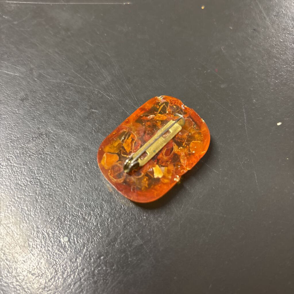 ORANGE BEAD BROOCH