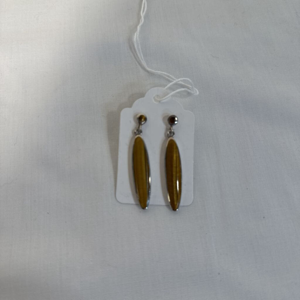 PAIR OF STERLING TIGER EYE EARRINGS