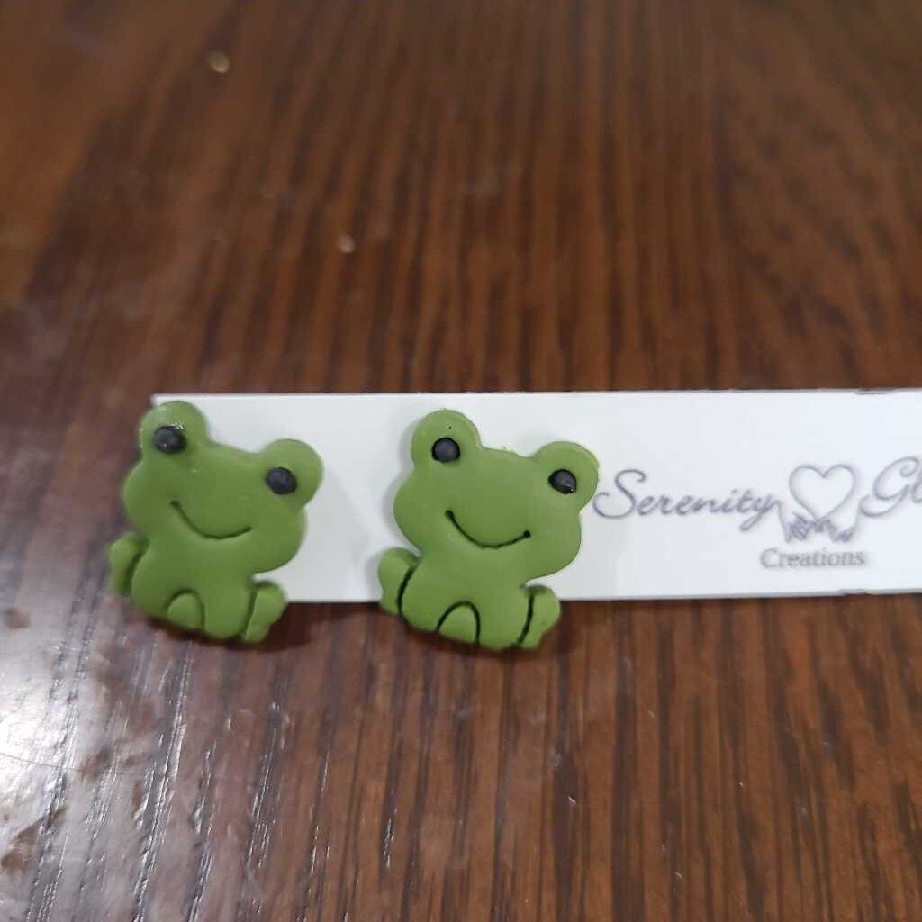 Handmade Clay Frog Earings