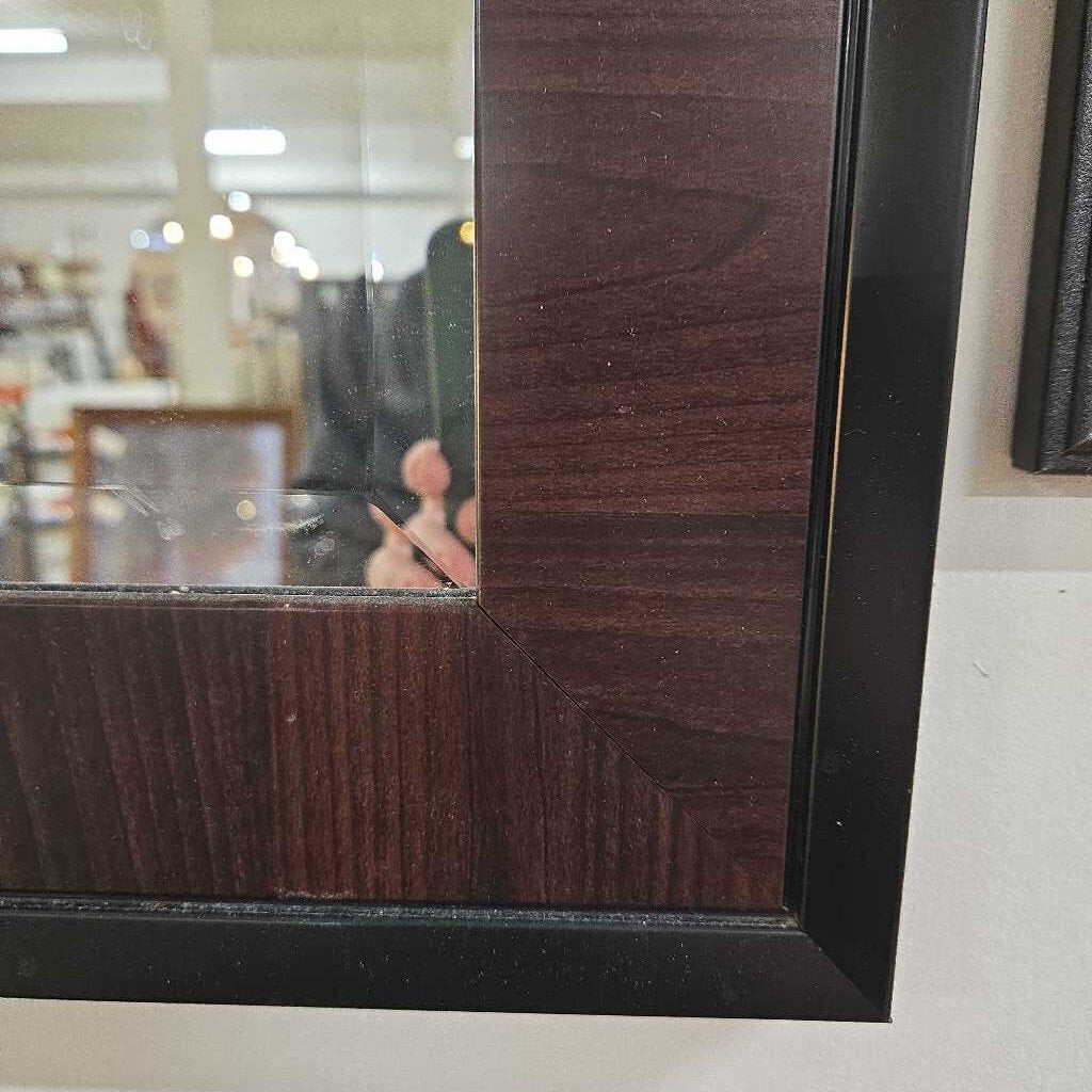 BLACK & BROWN BEVELLED MIRROR