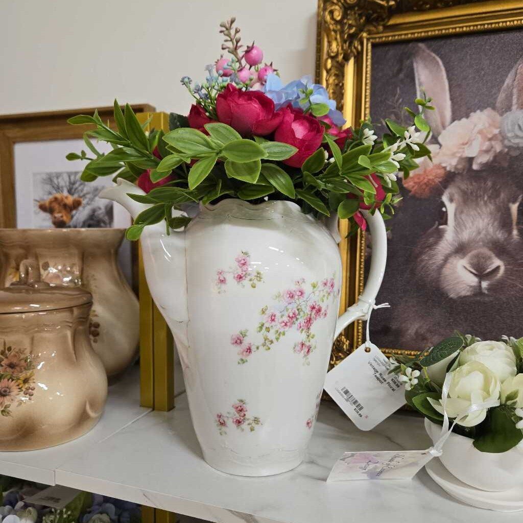 Vintage Rose Floral Teapot