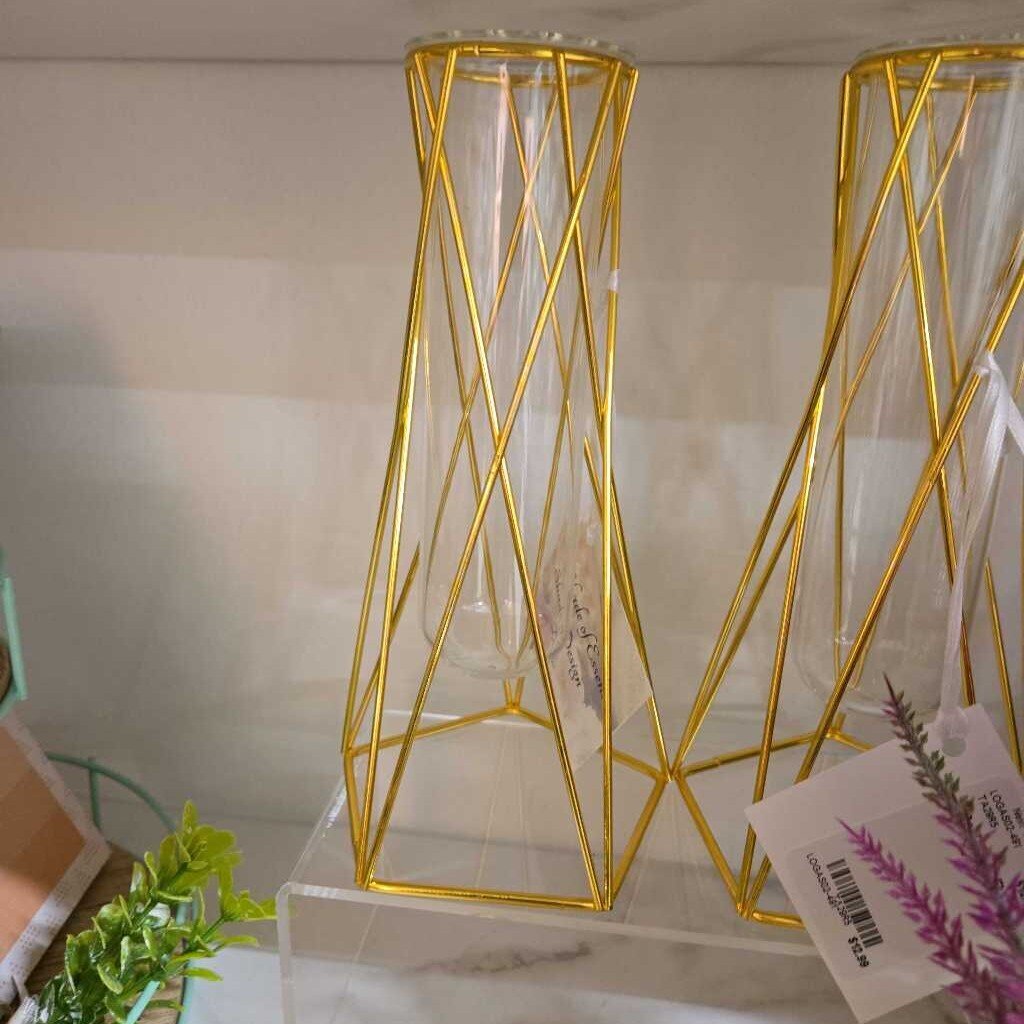 Gold Glass Flute Vase