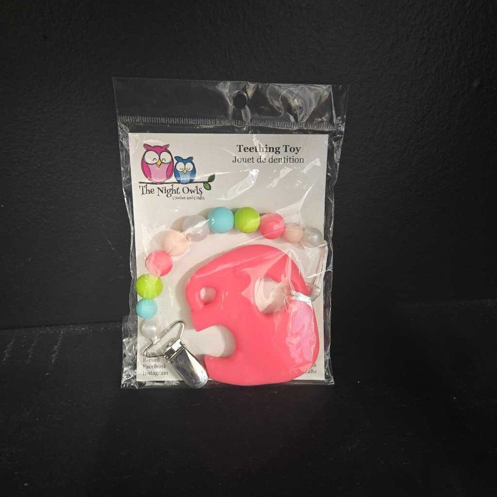 Teether & Clip - Pink Elephant