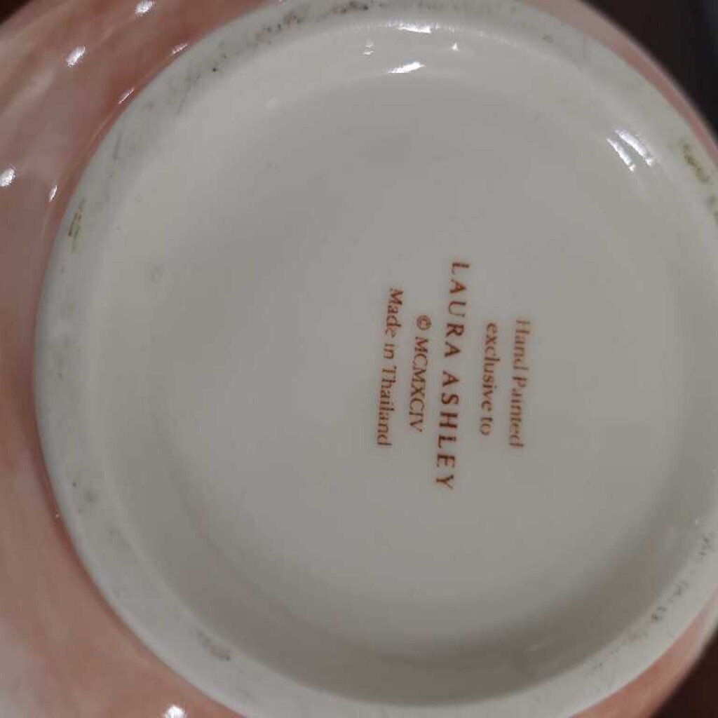 LAURA ASHLEY HAND PAINTED PITCHER WITH FRUIT DATED 1994