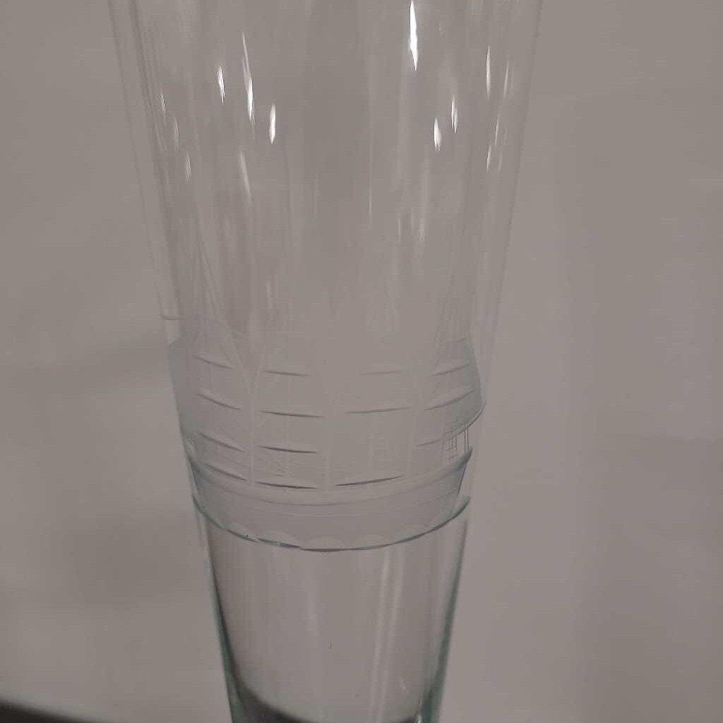 TOSCANY CRYSTAL ETCHED PILSNER GLASS HAND BLOWN HAND CUT CLIPPER SHIP